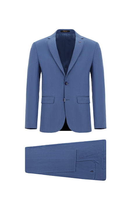 Koyu Mavi Super Slim Fit Ekstra Dar Kesim Lyocell Karışımlı Klasik Takım Elbise