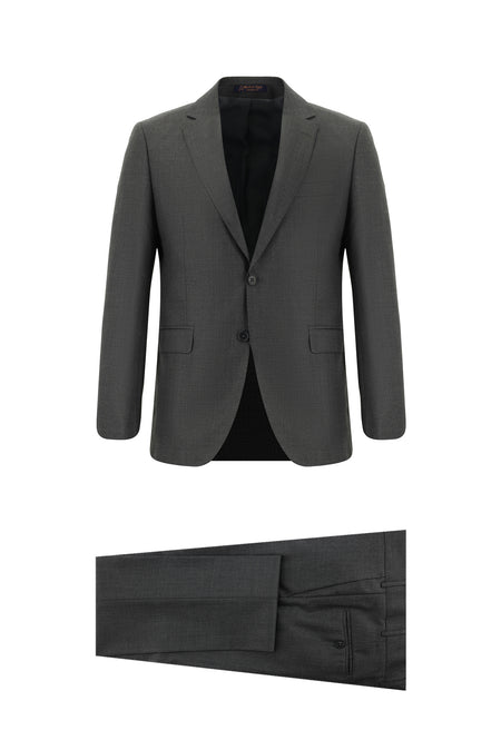 Açık Antrasit Slim Fit Dar Kesim Yünlü Klasik Takım Elbise