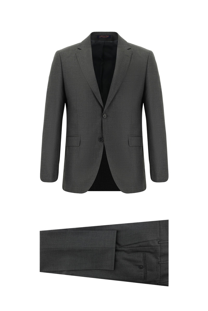 Açık Antrasit Slim Fit Dar Kesim Yünlü Klasik Takım Elbise