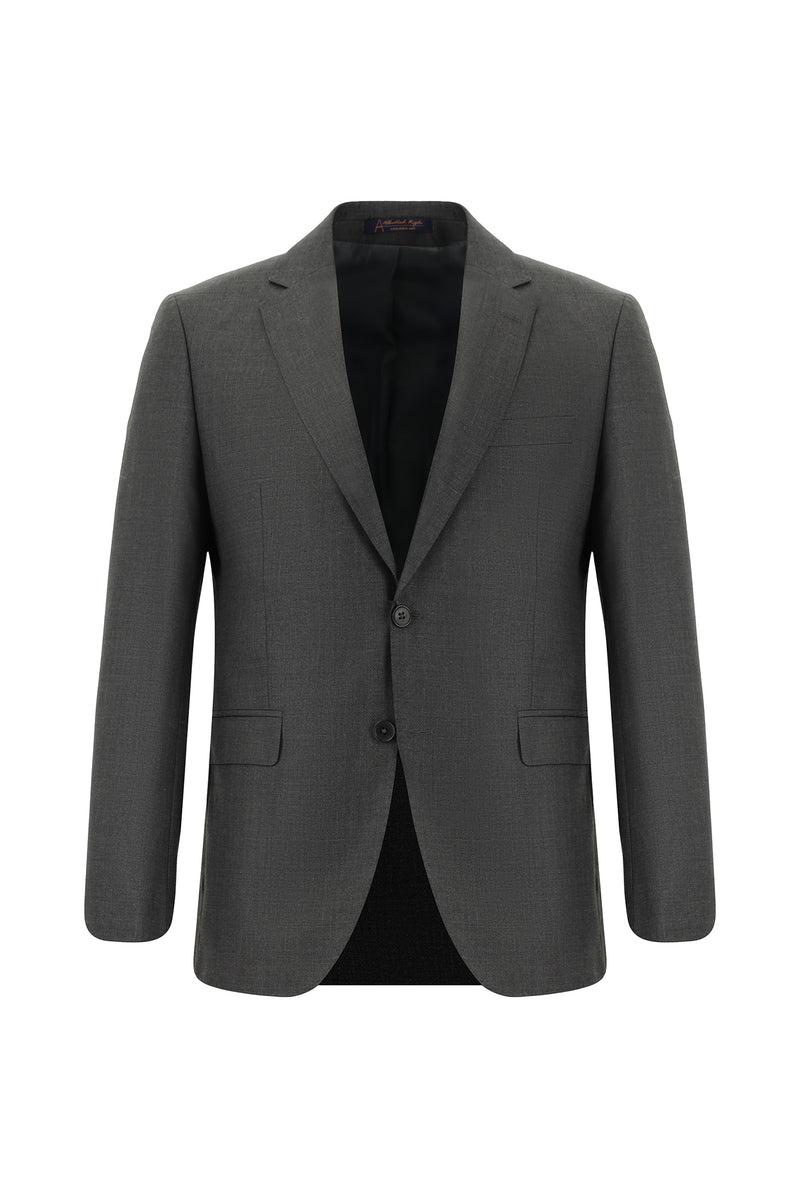 Açık Antrasit Slim Fit Dar Kesim Yünlü Klasik Takım Elbise