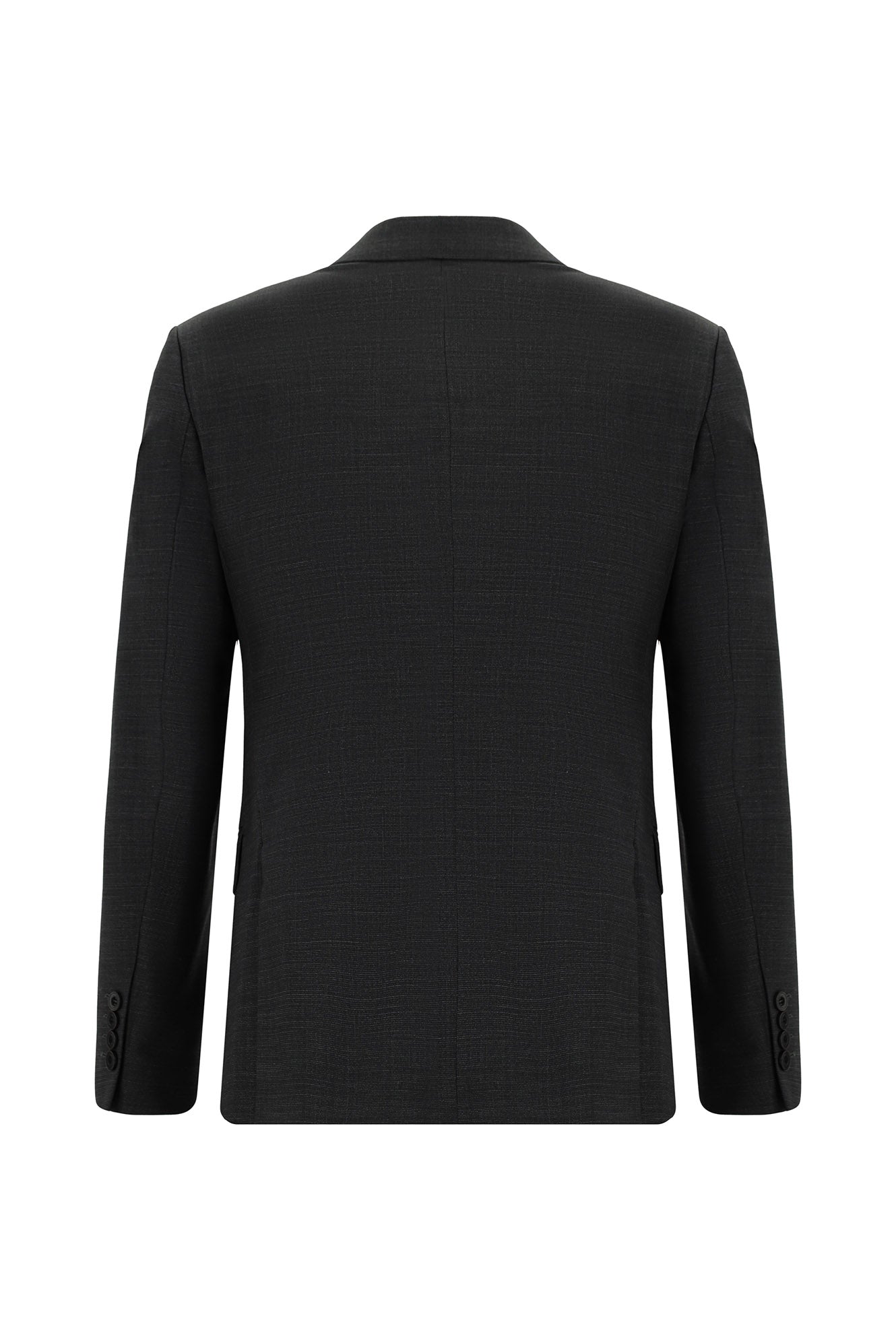 Koyu Antrasit Super Slim Fit Ekstra Dar Kesim Yünlü Desenli Takım Elbise