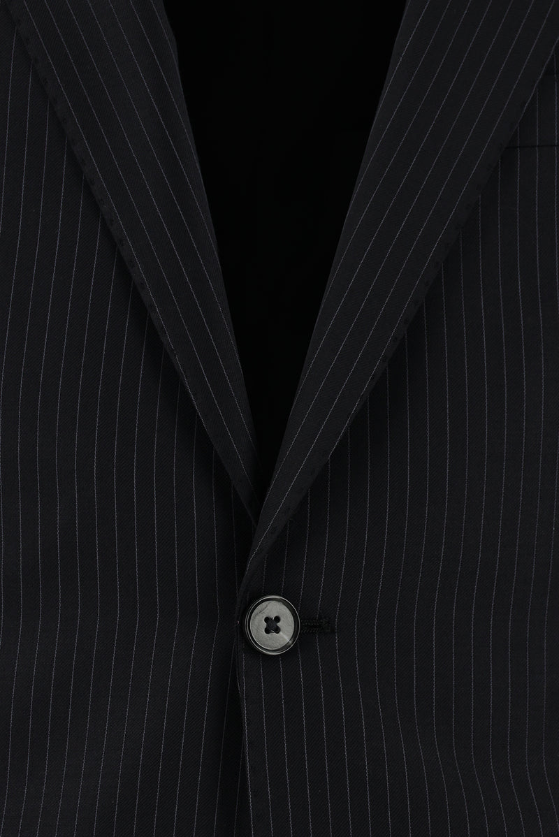 Siyah Yünlü Çizgili Takım Elbise