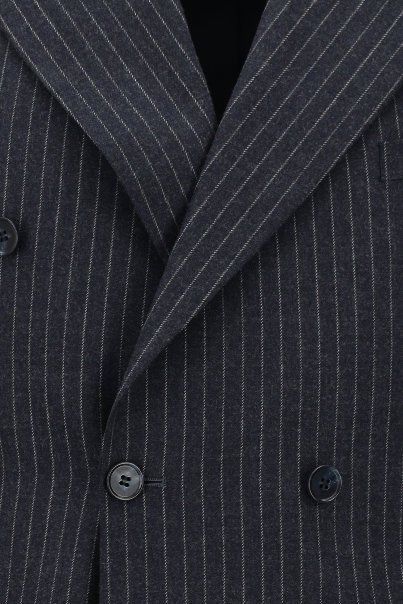 Koyu Lacivert Slim Fit Dar Kesim Yünlü Çizgili Kruvaze Takım Elbise