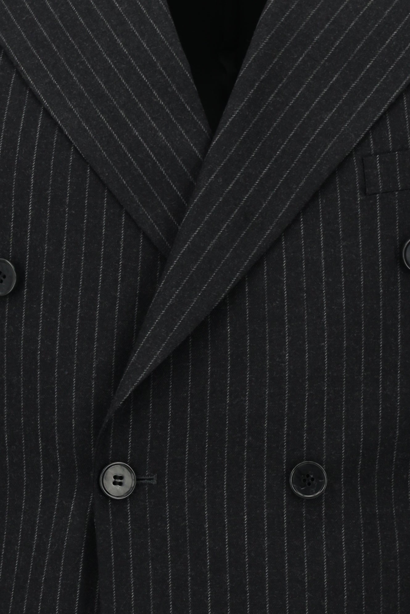 Siyah Lacivert Slim Fit Dar Kesim Yünlü Çizgili Kruvaze Takım Elbise