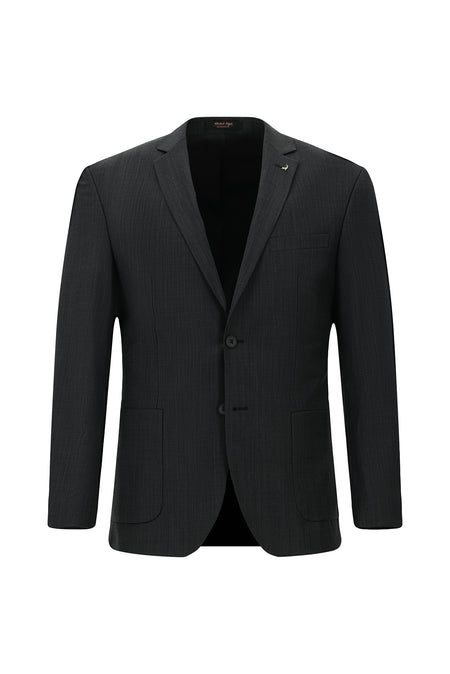 Siyah Super Slim Fit Ekstra Dar Kesim Desenli Yünlü Takım Elbise
