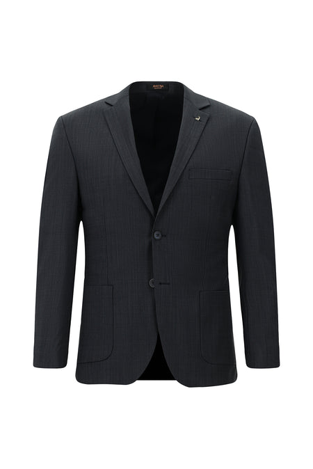 Koyu Lacivert Super Slim Fit Ekstra Dar Kesim Desenli Yünlü Takım Elbise