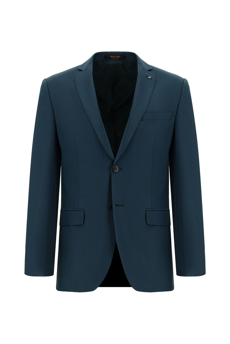 Koyu Yeşil Super Slim Fit Ekstra Dar Kesim Yünlü Klasik Desenli Takım Elbise