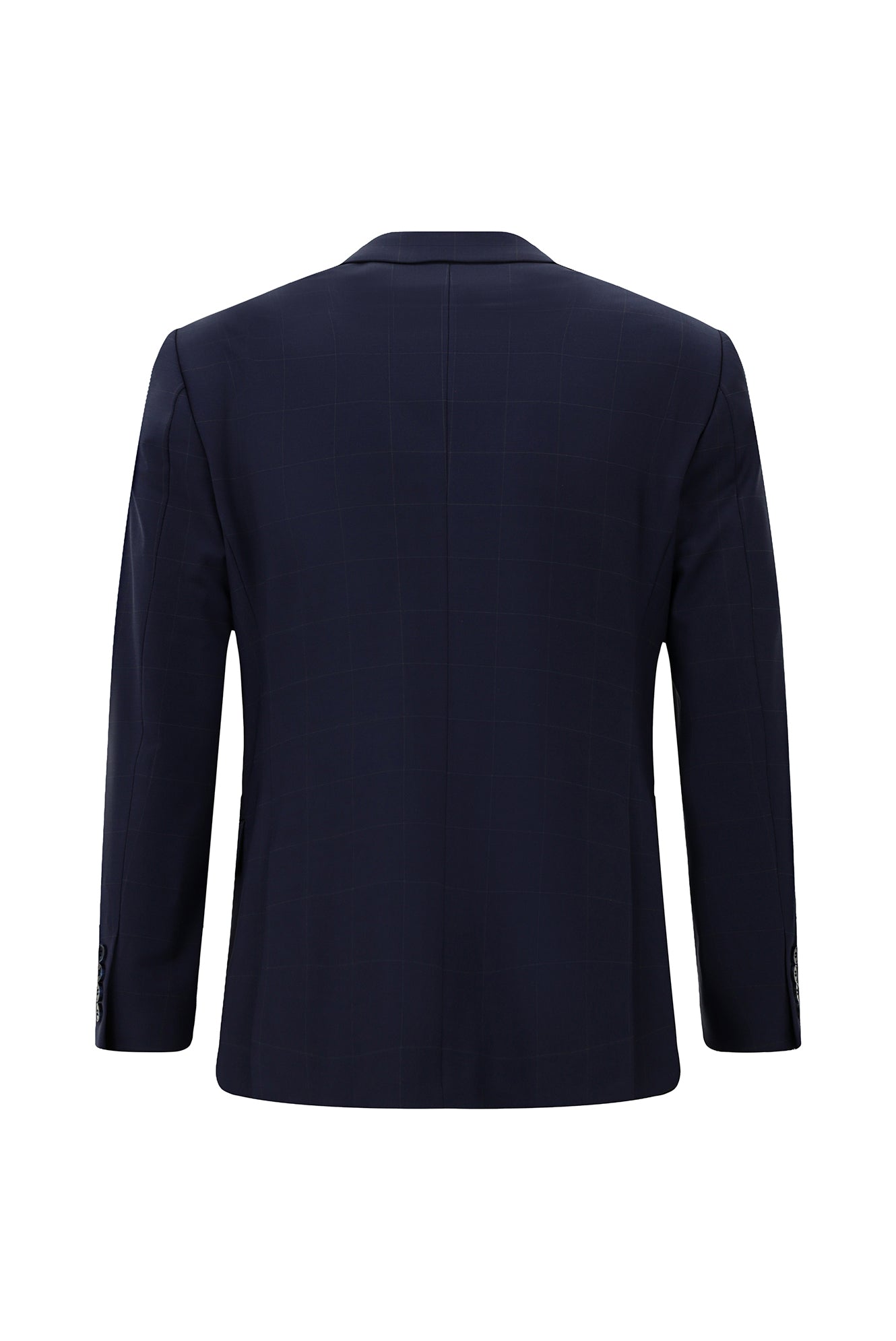 Koyu Lacivert Regular Fit Flex Suit Yünlü Kareli Klasik Takım Elbise