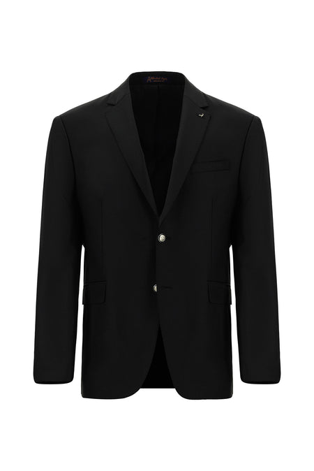 Siyah Slim Fit Dar Kesim Yünlü Blazer Ceket