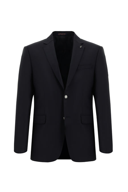 Siyah Lacivert Regular Fit Yünlü Blazer Ceket