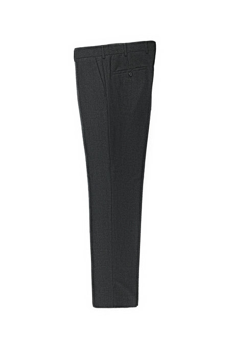 Koyu Füme Slim Fit Dar Kesim Yünlü Kaşmirli Flanel Klasik Kumaş Pantolon
