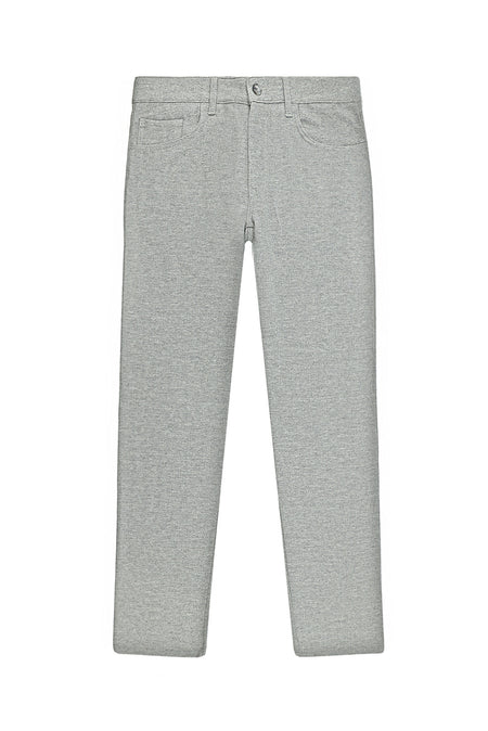 Açık Gri Slim Fit Dar Kesim Çizgili Yünlü Kumaş Pantolon