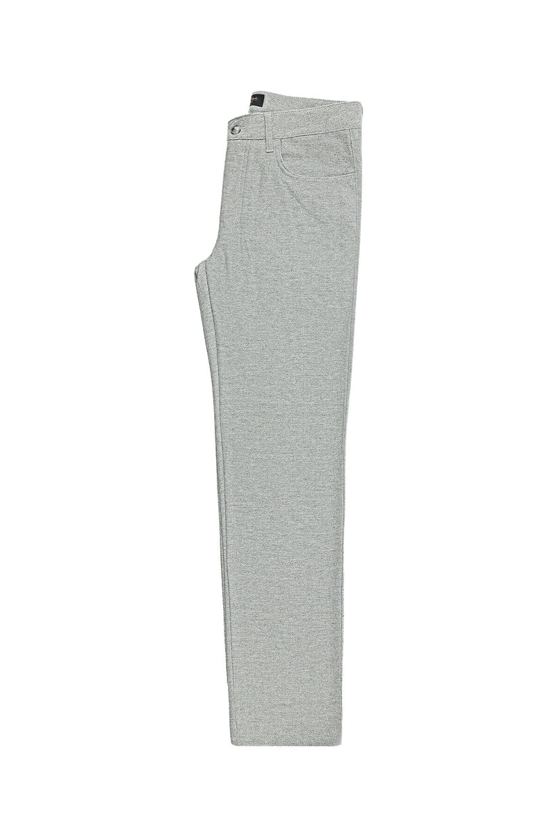 Açık Gri Slim Fit Dar Kesim Çizgili Yünlü Kumaş Pantolon