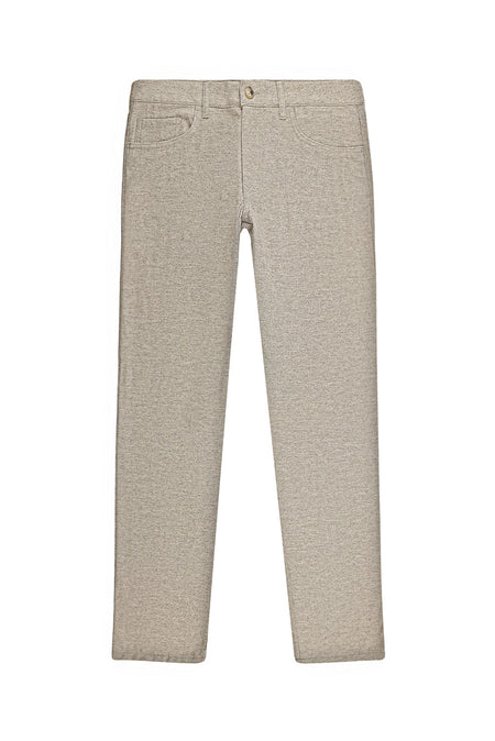 Açık Bej Slim Fit Dar Kesim Çizgili Yünlü Kumaş Pantolon