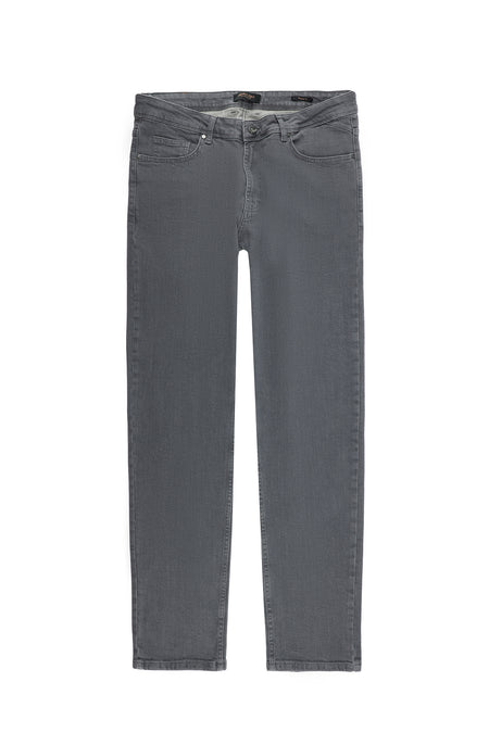 Orta Gri Regular Fit Likralı Denim Pantolon