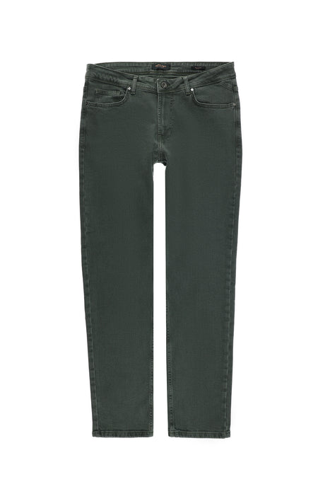 Orta Haki Regular Fit Likralı Denim Pantolon