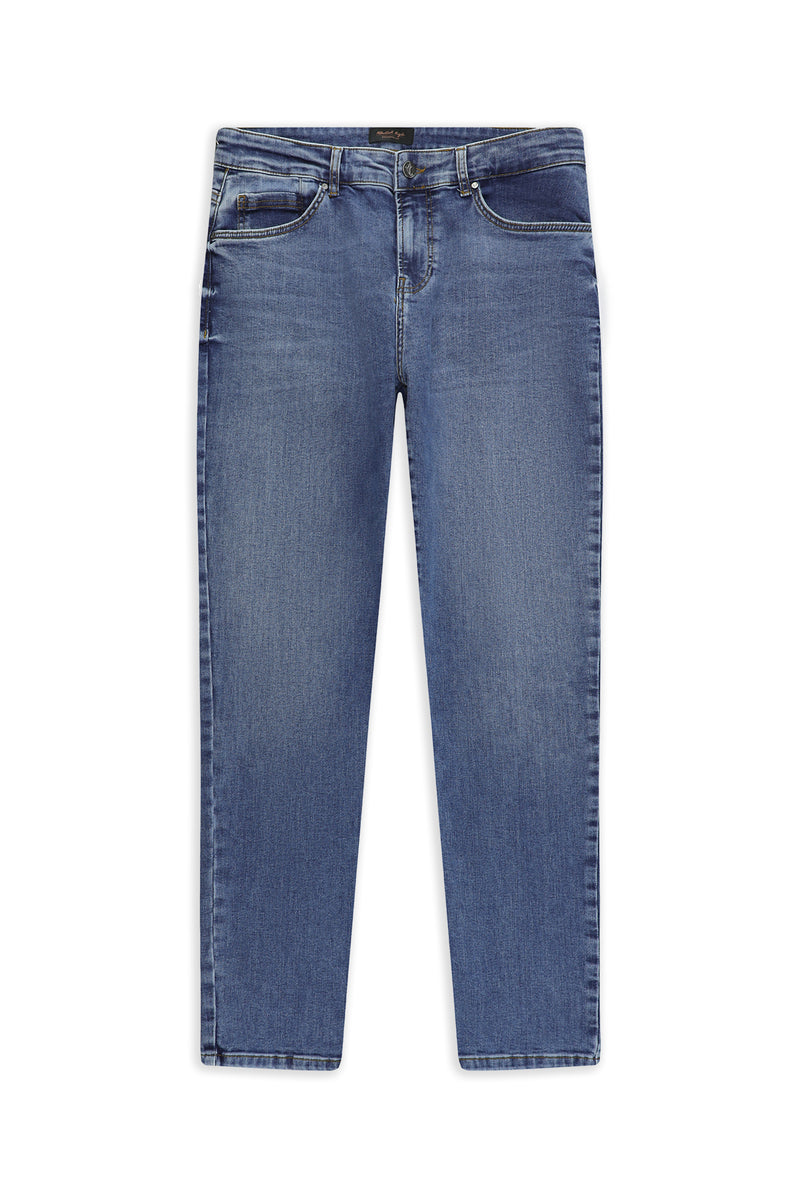 Koyu Mavi  Regular Fit Likralı Denim Pantolon