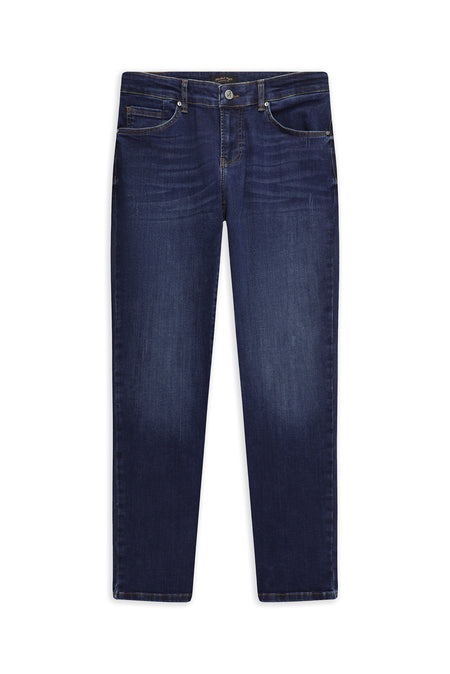 Koyu İndigo Regular Fit Likralı Denim Pantolon