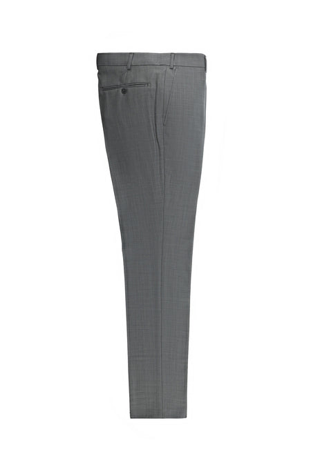 Orta Gri Melanj Super Slim Fit Ekstra Dar Kesim Yün Klasik Kumaş Pantolon