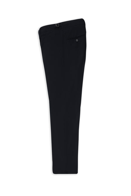 Koyu Lacivert Slim Fit Dar Kesim Likralı Tokalı Klasik Kumaş Pantolon