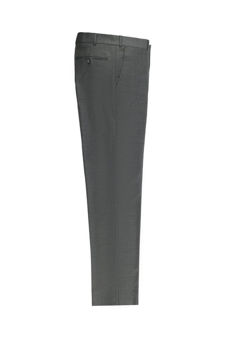 Orta Füme Slim Fit Dar Kesim Yünlü Klasik Kumaş Pantolon
