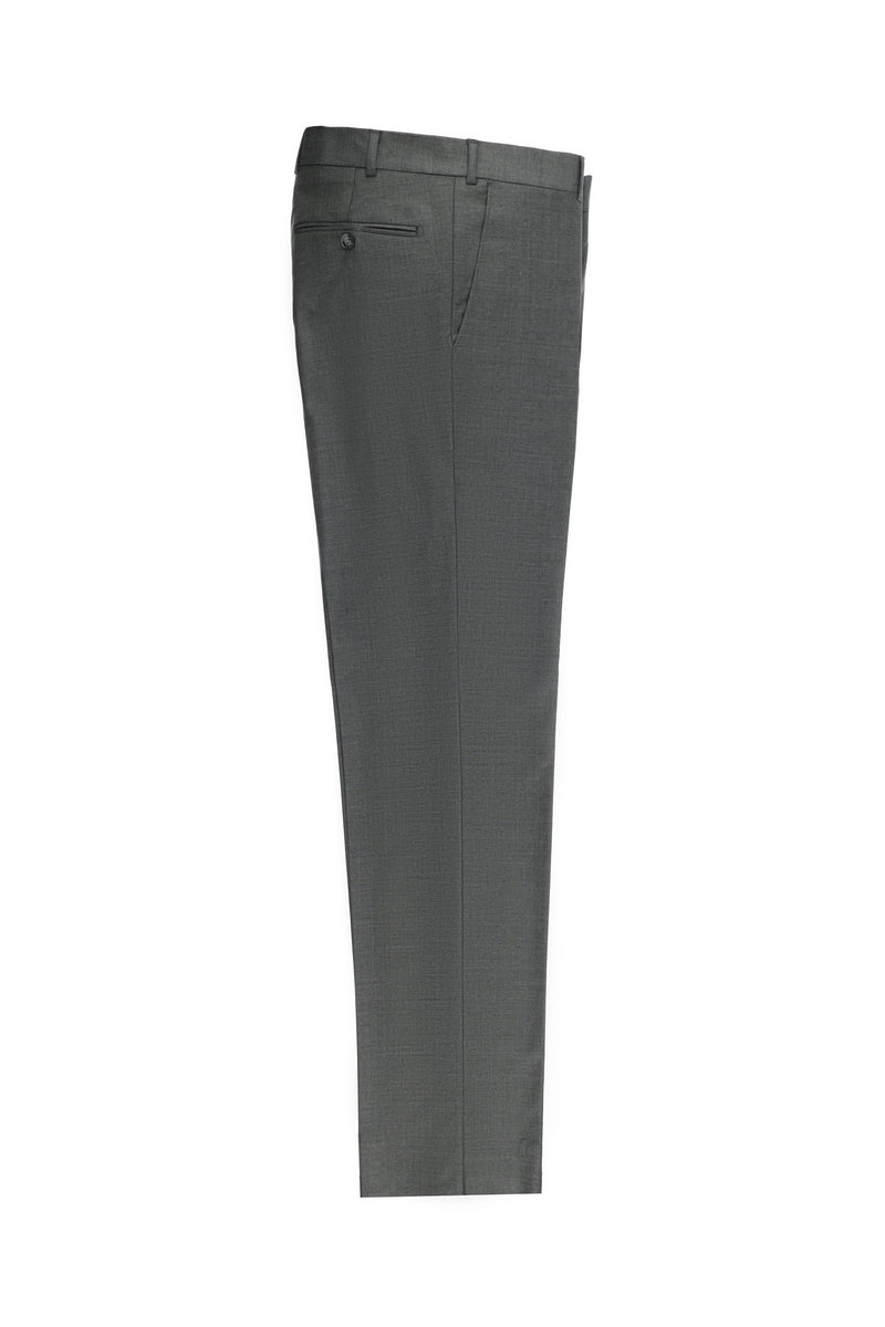 Orta Füme Slim Fit Dar Kesim Yünlü Klasik Kumaş Pantolon