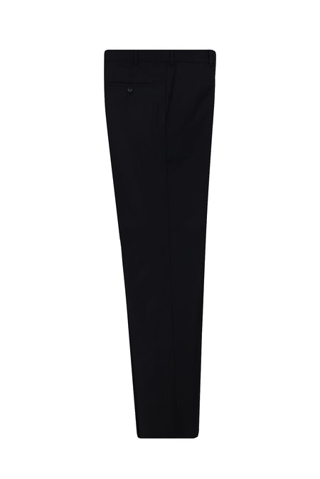Siyah Lacivert Slim Fit Dar Kesim Yünlü Klasik Kumaş Pantolon