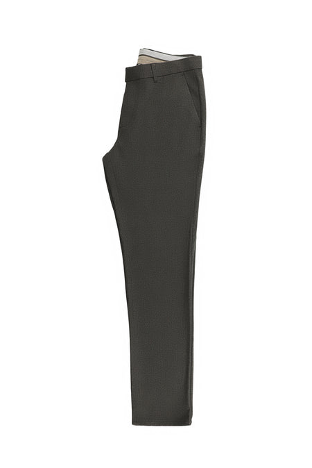 Koyu Kahve Slim Fit Dar Kesim Desenli Likralı Klasik Kumaş Pantolon