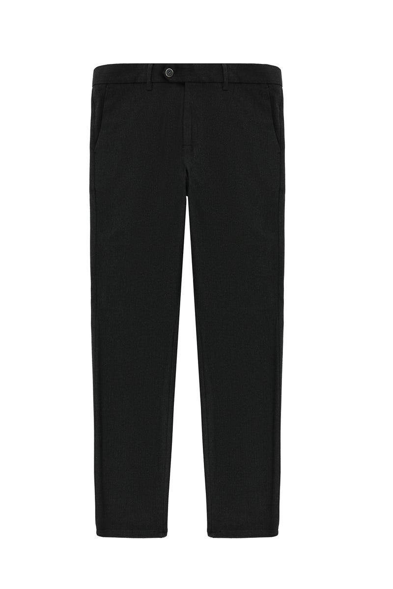 Koyu Antrasit Slim Fit Dar Kesim Desenli Likralı Klasik Kumaş Pantolon