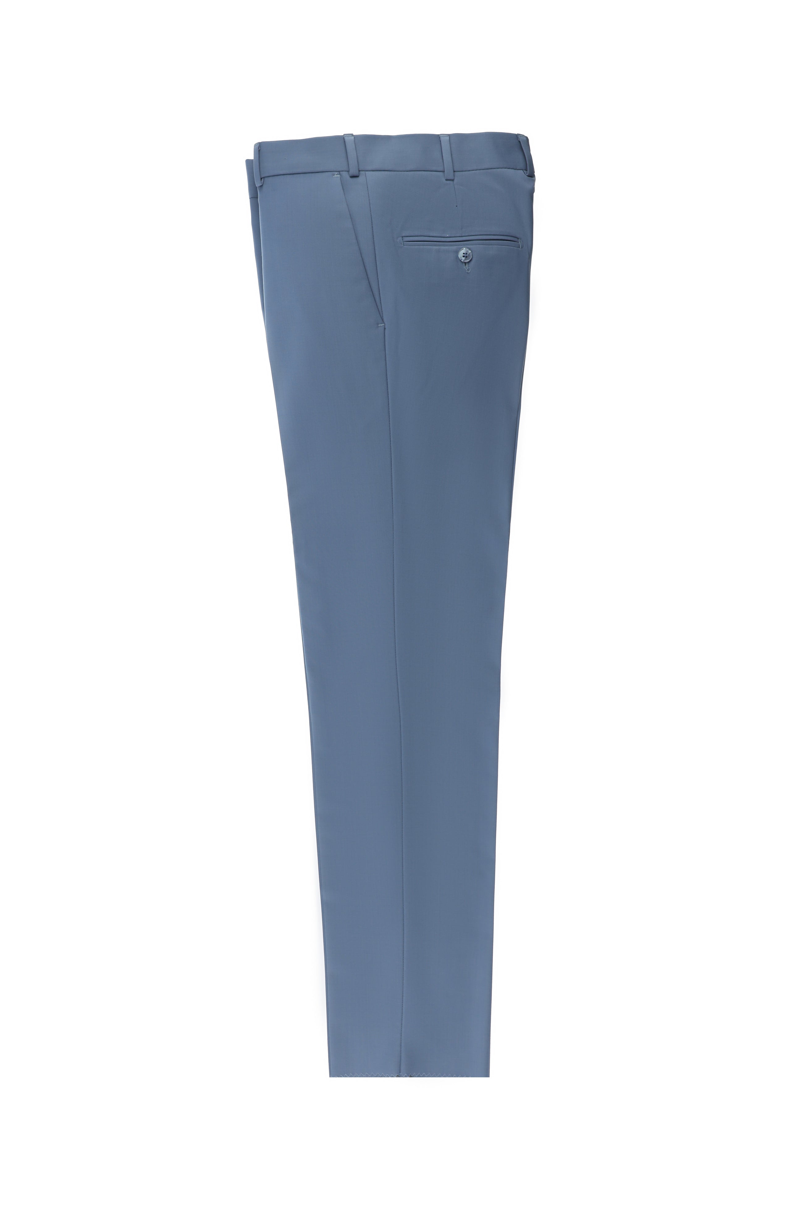 Koyu Mavi Slim Fit Dar Kesim Yünlü Klasik Kumaş Pantolon