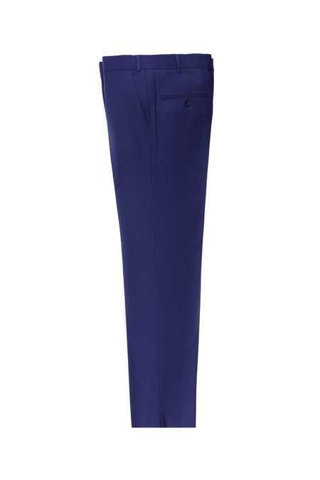 Saks Mavi Slim Fit Dar Kesim Yünlü Klasik Kumaş Pantolon