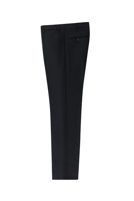 Koyu Lacivert Slim Fit Dar Kesim Yünlü Klasik Kumaş Pantolon