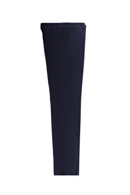 Koyu Lacivert Slim Fit Dar Kesim Yünlü Klasik Kumaş Pantolon