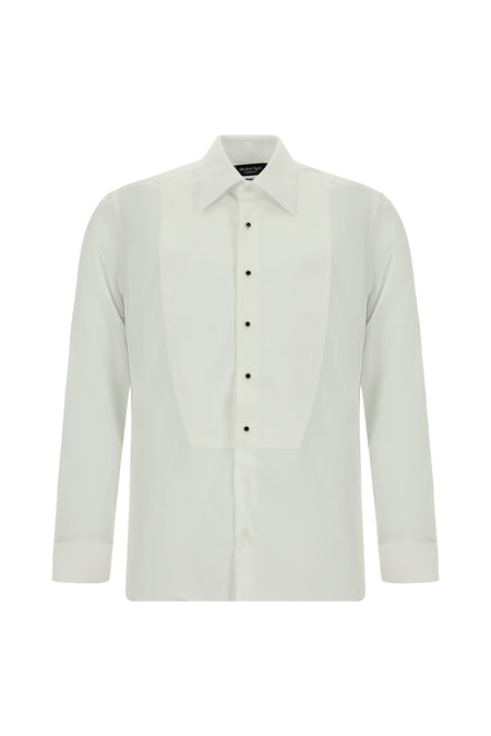 Beyaz Uzun Kol Slim Fit Dar Kesim Desenli Non Iron Pamuk Gömlek