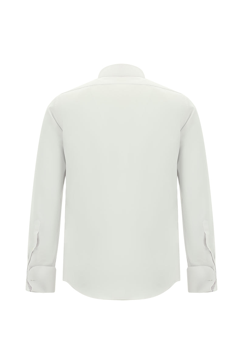 Beyaz Ata Yaka Slim Fit Dar Kesim Non Iron Pamuk Gömlek