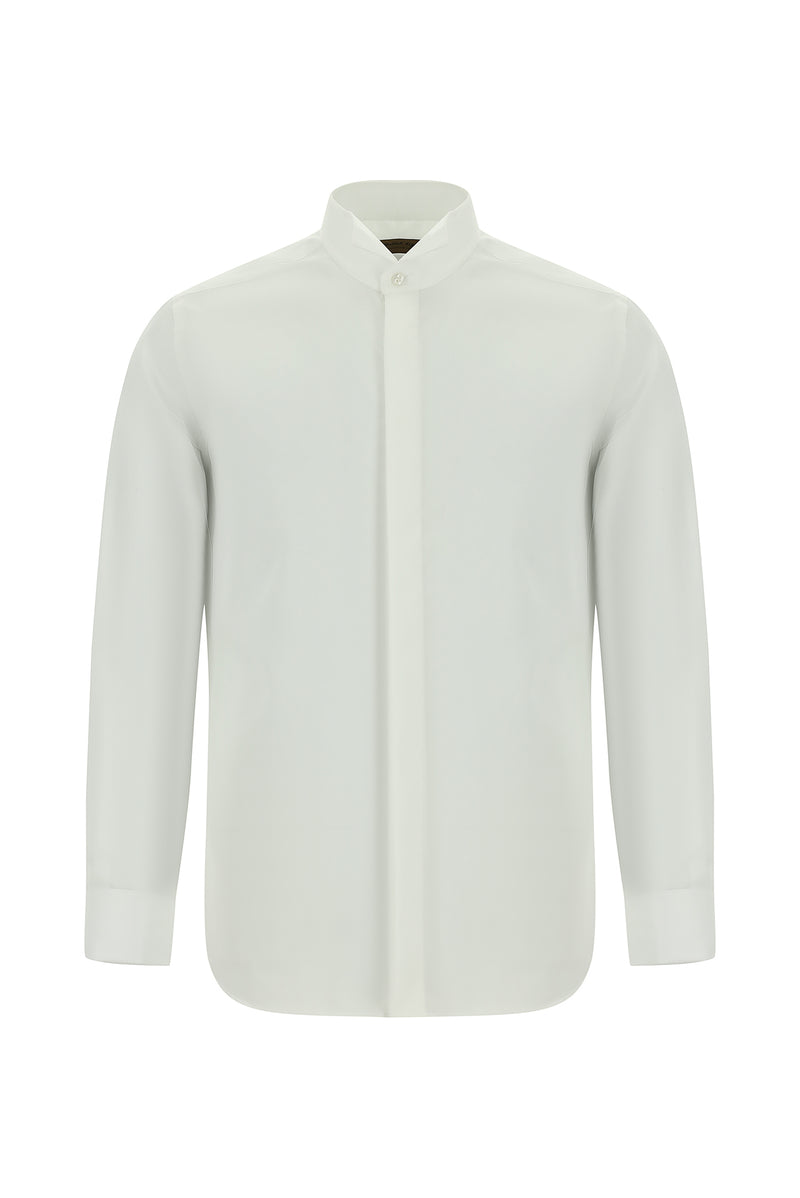 Beyaz Slim Fit Dar Kesim Non Iron Pamuk Ata Yaka Gömlek