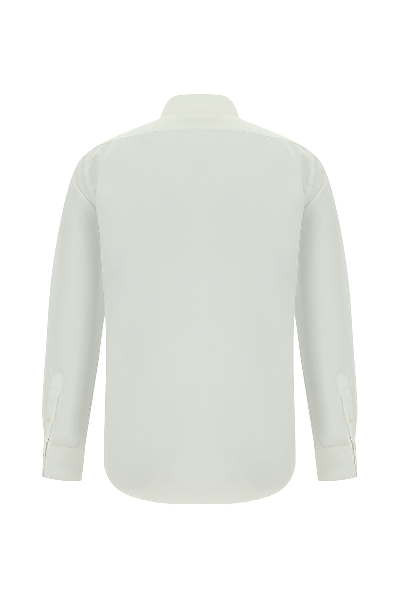 Beyaz Slim Fit Dar Kesim Non Iron Pamuk Ata Yaka Gömlek