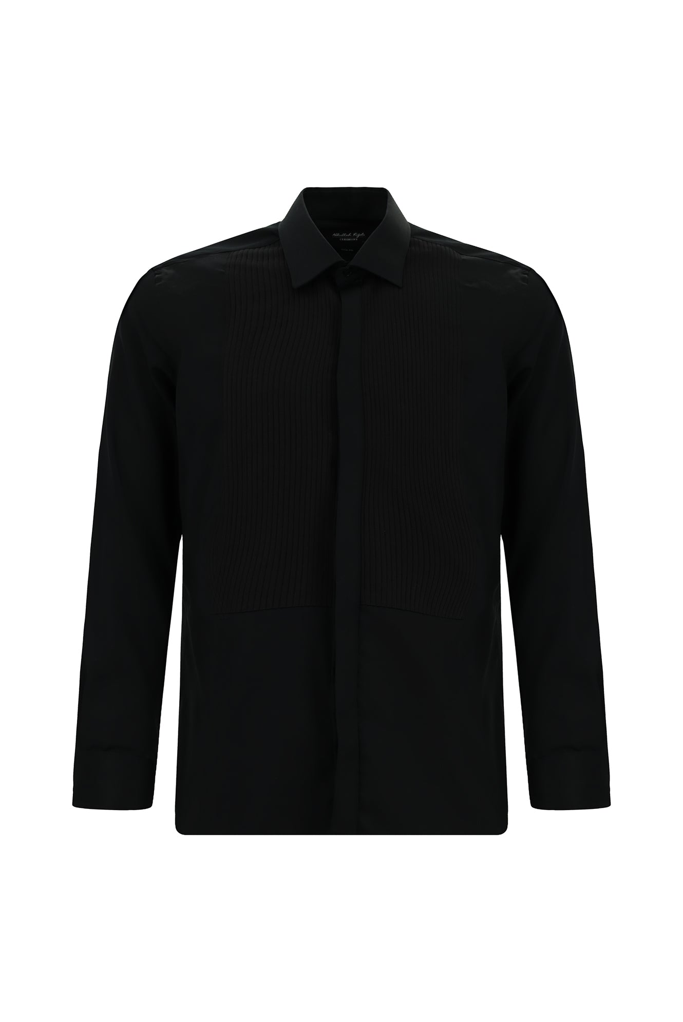 Siyah Uzun Kol Slim Fit Dar Kesim Pamuk Piliseli Gömlek