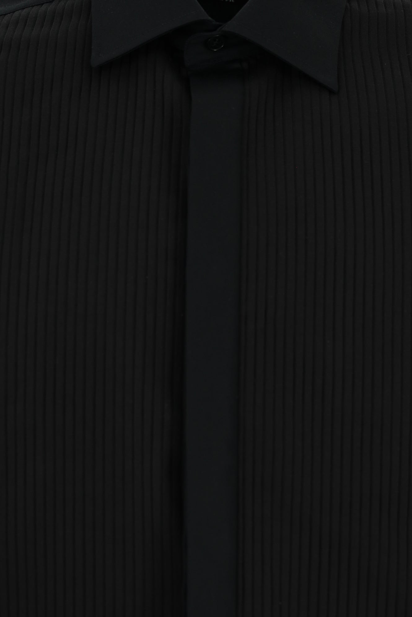 Siyah Uzun Kol Slim Fit Dar Kesim Pamuk Piliseli Gömlek