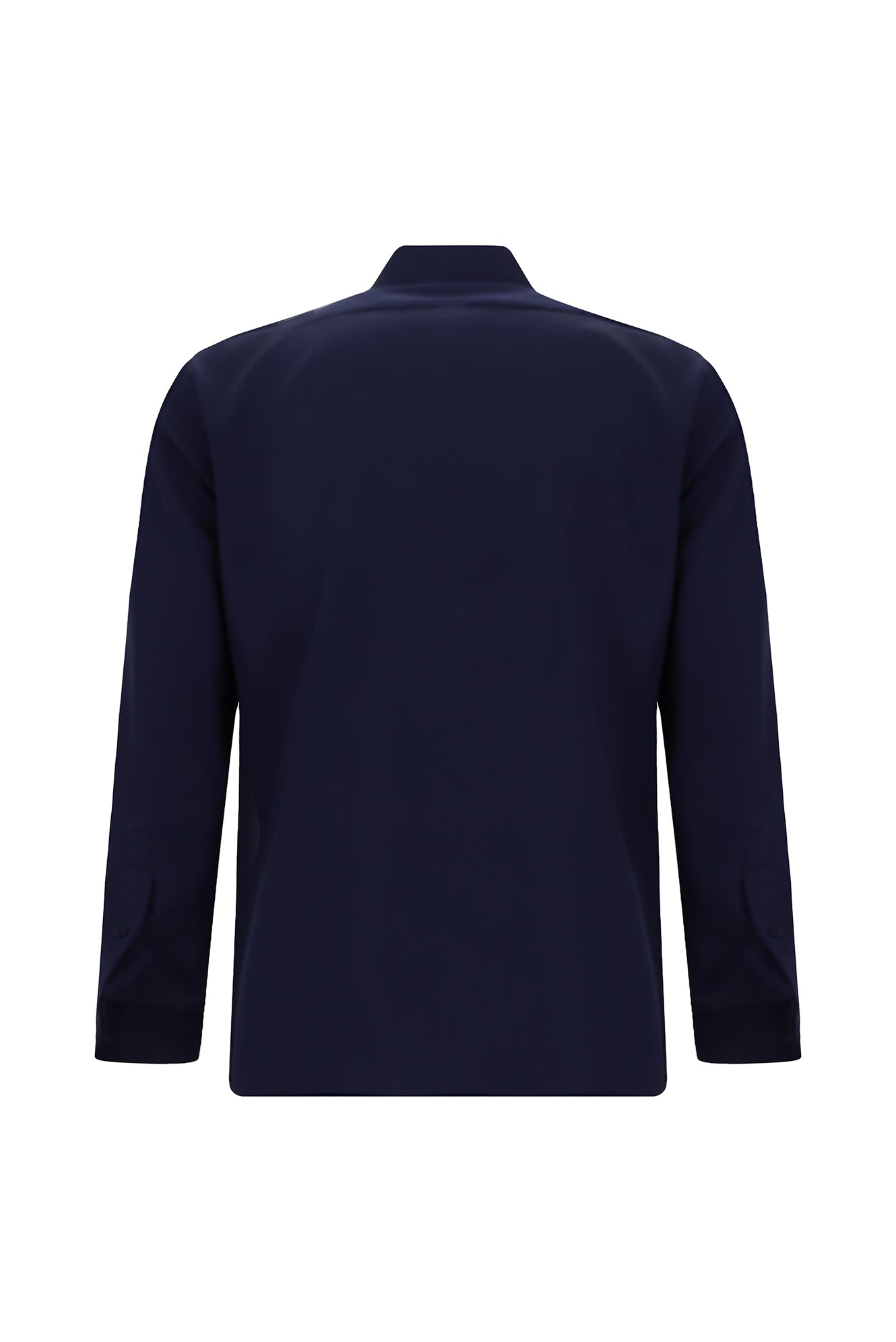 Orta Lacivert Uzun Kol Slim Fit Dar Kesim Pamuk Piliseli Gömlek