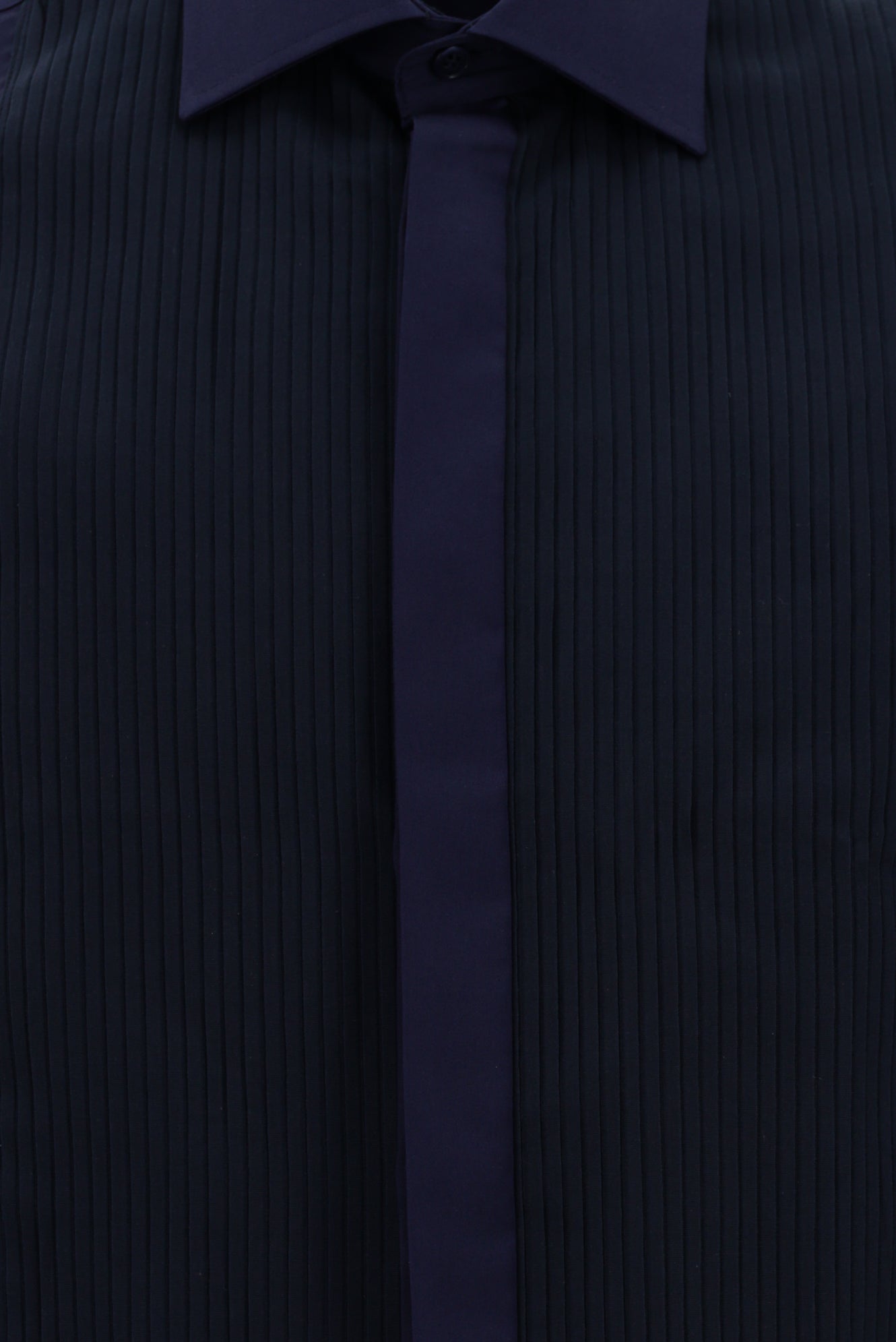 Orta Lacivert Uzun Kol Slim Fit Dar Kesim Pamuk Piliseli Gömlek