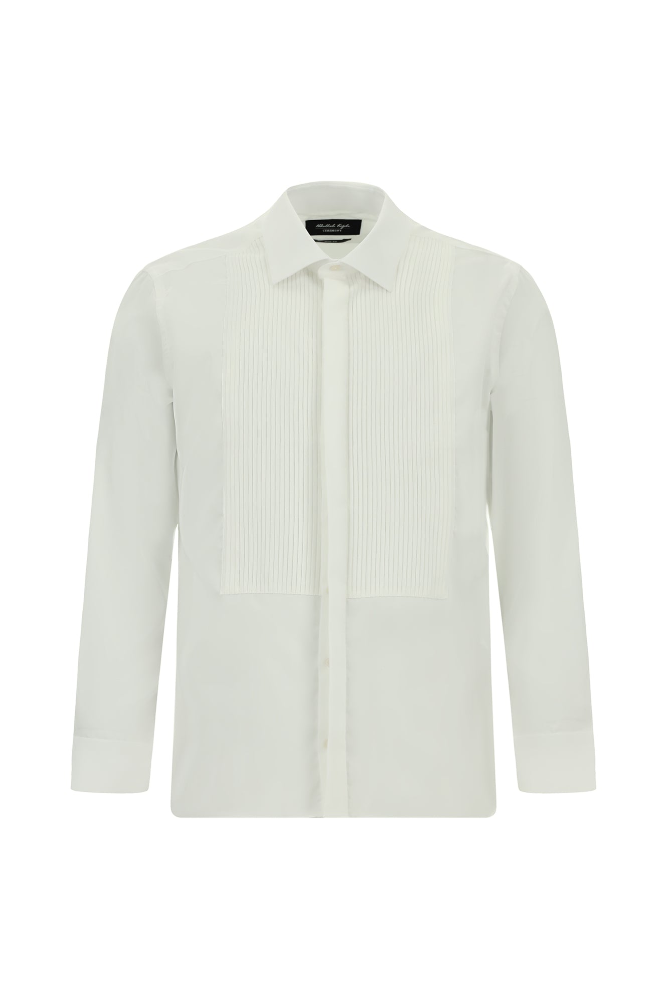 Beyaz Uzun Kol Slim Fit Dar Kesim Pamuk Piliseli Gömlek