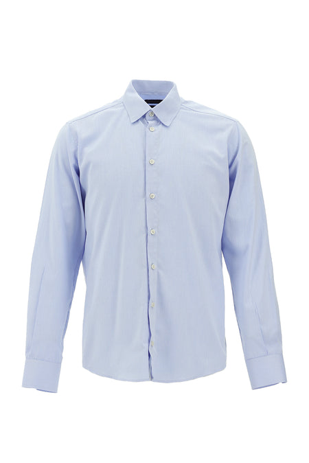 Açık Mavi Uzun Kol Slim Fit Dar Kesim Pamuk Gömlek