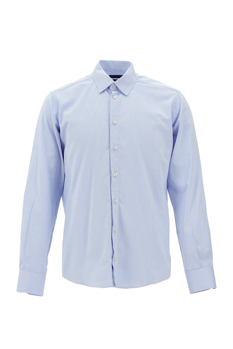 Açık Mavi Uzun Kol Slim Fit Dar Kesim Pamuk Gömlek