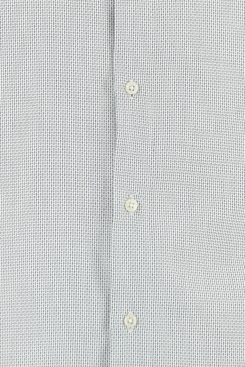 Beyaz Uzun Kol Slim Fit Dar Kesim Klasik Desenli Pamuk Gömlek