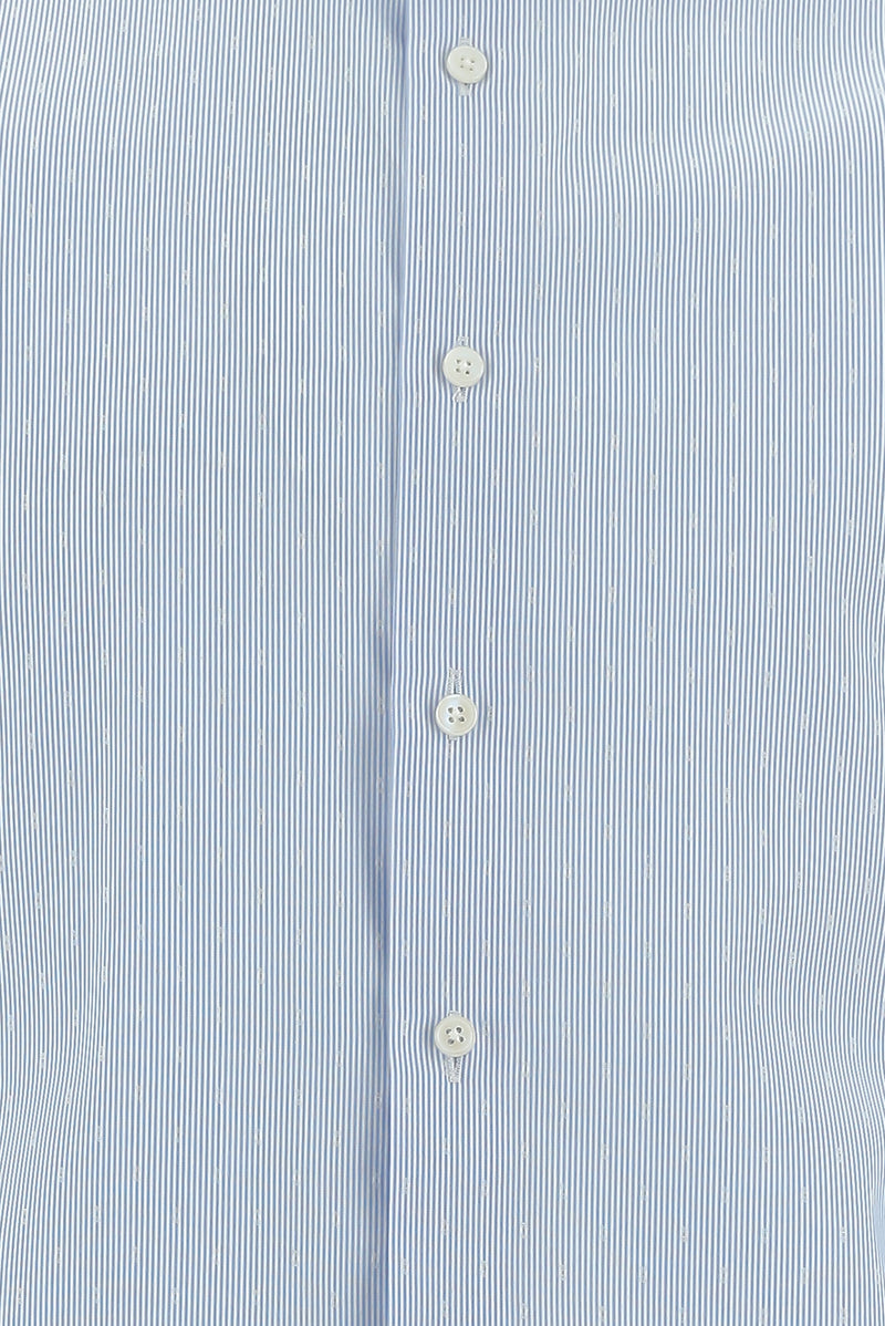 Açık Mavi Uzun Kol Slim Fit Dar Kesim Klasik Desenli Non Iron Pamuk Gömlek