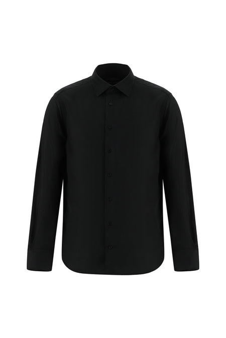 Siyah Uzun Kol Slim Fit Dar Kesim Klasik Desenli Pamuk Gömlek