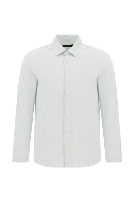 Koyu Lacivert Uzun Kol Slim Fit Dar Kesim Klasik Desenli Pamuk Gömlek
