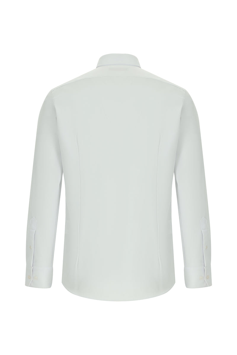 Beyaz Uzun Kol Slim Fit Dar Kesim Klasik Desenli Pamuklu Gömlek
