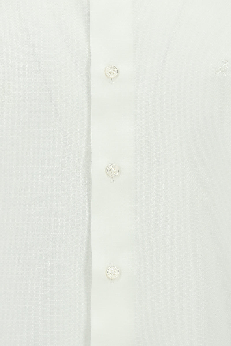 Beyaz Uzun Kol Klasik Non Iron Desenli Pamuk Gömlek